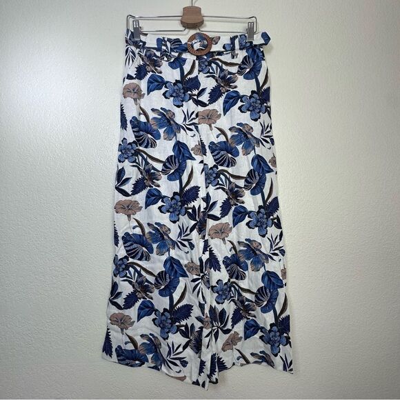 Sigrid Olsen Floral Belted Linen Blend Pants Size 6 - Picture 3 of 12